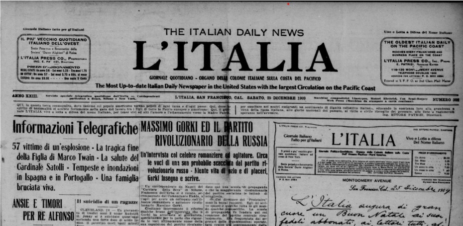 A page of the L'ITALIA from San Francisco, California